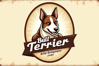 make amazing bull terrier logo with unlimited revisions