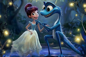 do professional cartoon caricature in disney pet portrait