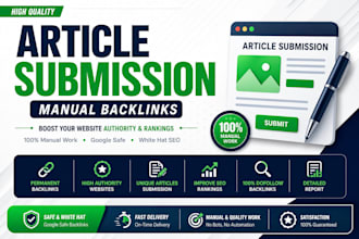 create high quality manual article submission backlinks