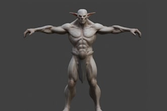 fix 3d humanoid creature character, vrm avatar,ue5,3d alien rig,3d vampire model