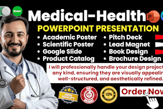 design medical poster, powerpoint slides, academic poster, company presentation