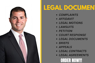 draft legal contract,agreement,lawsuits,motions,privacy policy,nda