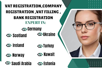 do vat and company registration for germany, scot, ire, est, nor, urk, tur, kuw
