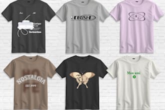 design graphic tees in minimalist, retro, y2k style