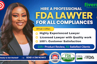 provide legal consultation fda, fda registration, 510k dossier, supplement label