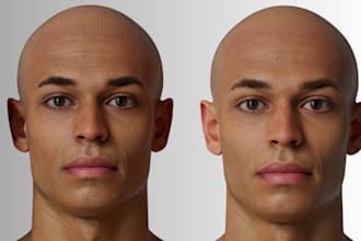 sculpt realistic 3d head, 3d head sculpting, 3d bust model, 3d head bust in stl