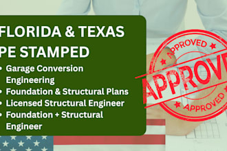 florida texas pe stamp garage conversion structural engineer foundation plans