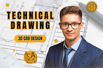 create technical drawing 2d, 3d cad modeling and design