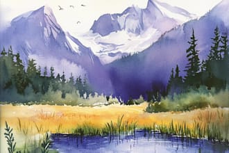 draw a watercolor landscape illustration