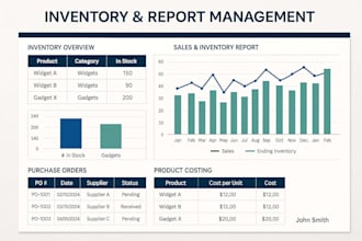 manage inventory, po, and mis reports using excel and erp
