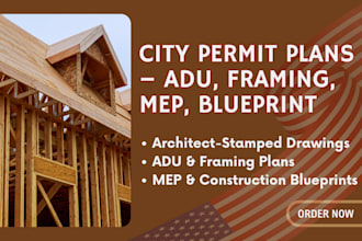 architect city permit blueprint framing plan adu permit mep construction