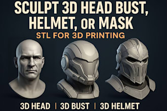 sculpt 3d character modeling 3d head bust model 3d sculpting 3d helmet 3d print