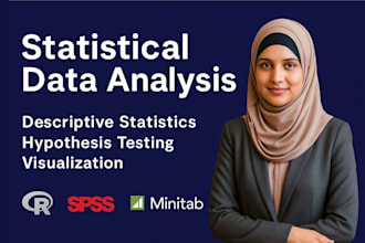 do statistical data analysis in rstudio, minitab, excel, jamovi