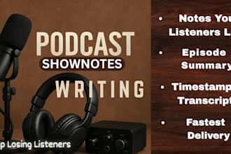 provide high quality podcast show notes with a 48hour turnaround