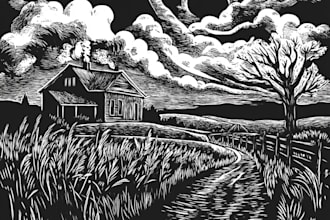 create an artistic linocut illustration in my own style