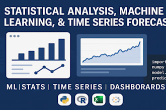 do data analytics, statistical analysis, data science projects in python and r