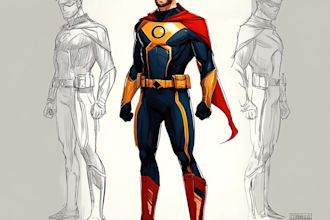 design superhero character design concept art for your comic