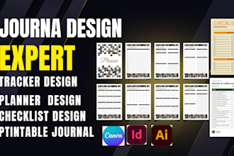 design editable canva custom printable planner journal, checklist, tracker, kdp