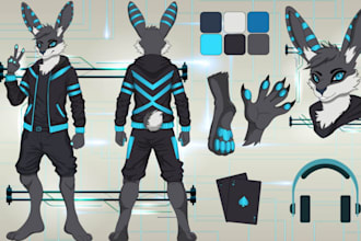 design fursona character, furry reference sheet, furry icon, furry headshot