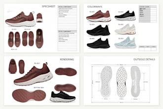 create shoe techpack, sneakers design, boots, footwear, heels,3d shoe animation