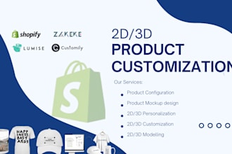 setup zakeke kickflip 2d 3d product configuration shopify, lumise etsy customily