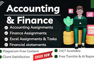 do accounting and finance assignments, excel reports, and financial analysis