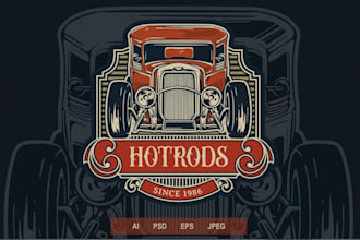create vintage logo design automotive, vehicle for bussines