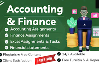 do accounting and finance assignments, financial analysis reports and excel task