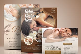 design salon ,spa, skincare, product, flyer and brochure