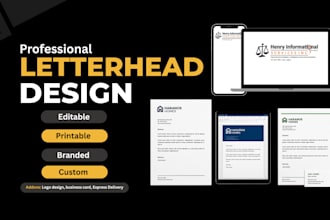 do an editable business letterhead template design in ms word, coreldraw and pdf