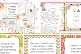 design christian affirmation card or scripture flashcards and prayer journal