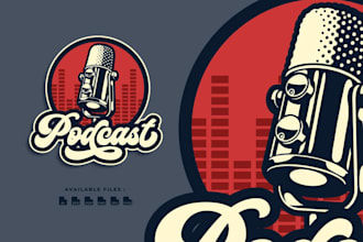 creative unique podcast logo design or podcast cover art