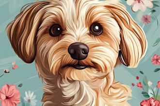 draw custom disney pet portrait illustration