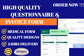 design invoice sales form, order form, fillable pdf form, medical checklist form
