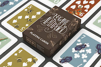 design 52 custom playing card game deck and poker cards or board games, tuck box