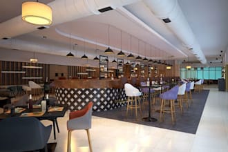 refurbish restaurant interior design,club house,bar,office,3d render,walkthrough