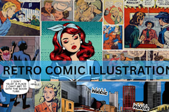 draw retro comic book page vintage poster retro pop art vintage comics book