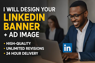 design a professional linkedin banner, header, cover, post, or ad