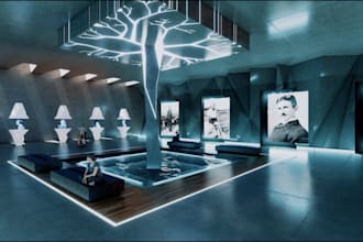 do 3d museum art center, gallery art center, slideshow  mateverse design