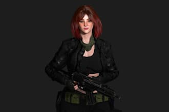 model rig 3d human model, retexture, rotopology, control rig3d, unity game model
