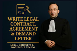 write legal contract agreement demand letter, legal consults and review document