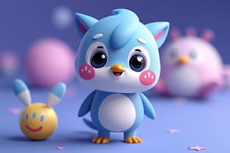 create custom 3d models of cute vibrant characters