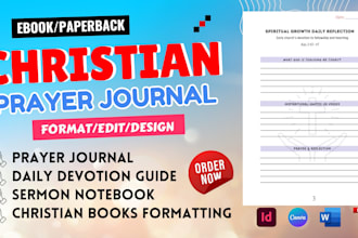 design format christian prayer journal, printable daily devotion christian ebook