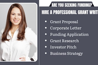 grant research, grant proposal writing, application help and business plan