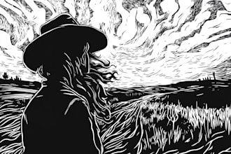 draw a custom portrait in linocut style