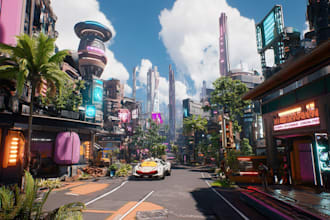 make a futuristic and detail cyberpunk city illustration