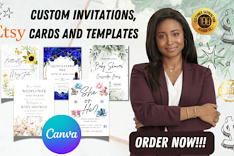 create custom digital invitation, wedding, birthday party canva template design