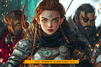 make a dnd party art and d and d character for you