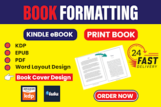 professional ebook, kindle, and KDP print book formatting and design