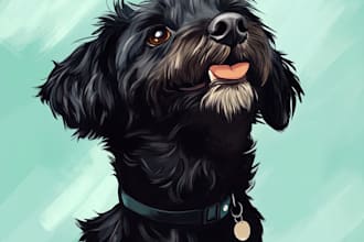 make disney pets portrait illustration in disney style